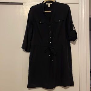 Forever 21 Navy Shirt Dress with Silver Snap Detailing M